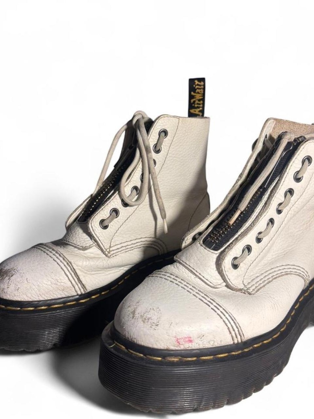 Doc Martins ~ White Sinclair Leather Platform Boots - Picture 3 of 6